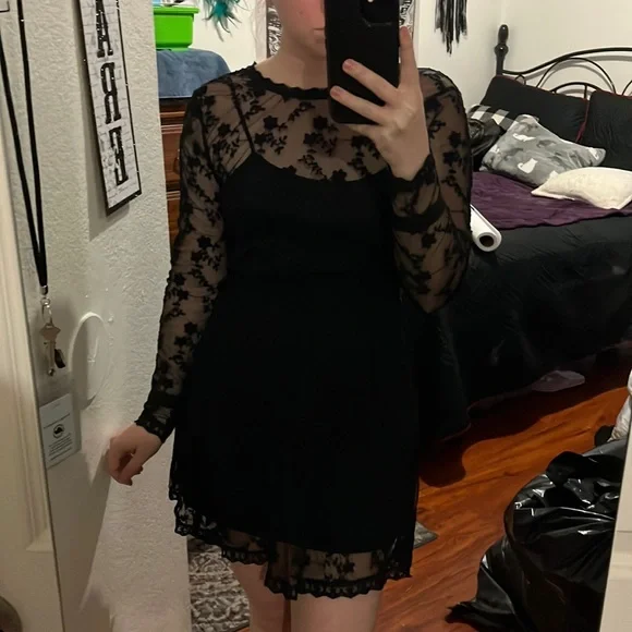 blue dress for baby girl All Mine Black Lace Mini Dress - US 6 main image 0